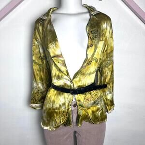 Vintage silk fairy core blouse fire fly goblin core nature core ethereal 1990 90